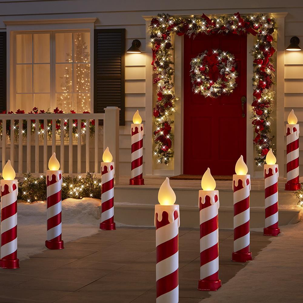 The 3′ Flickering Candy Cane Candles  |   Outdoor Decorations HOLIDAY Outdoor Decorations