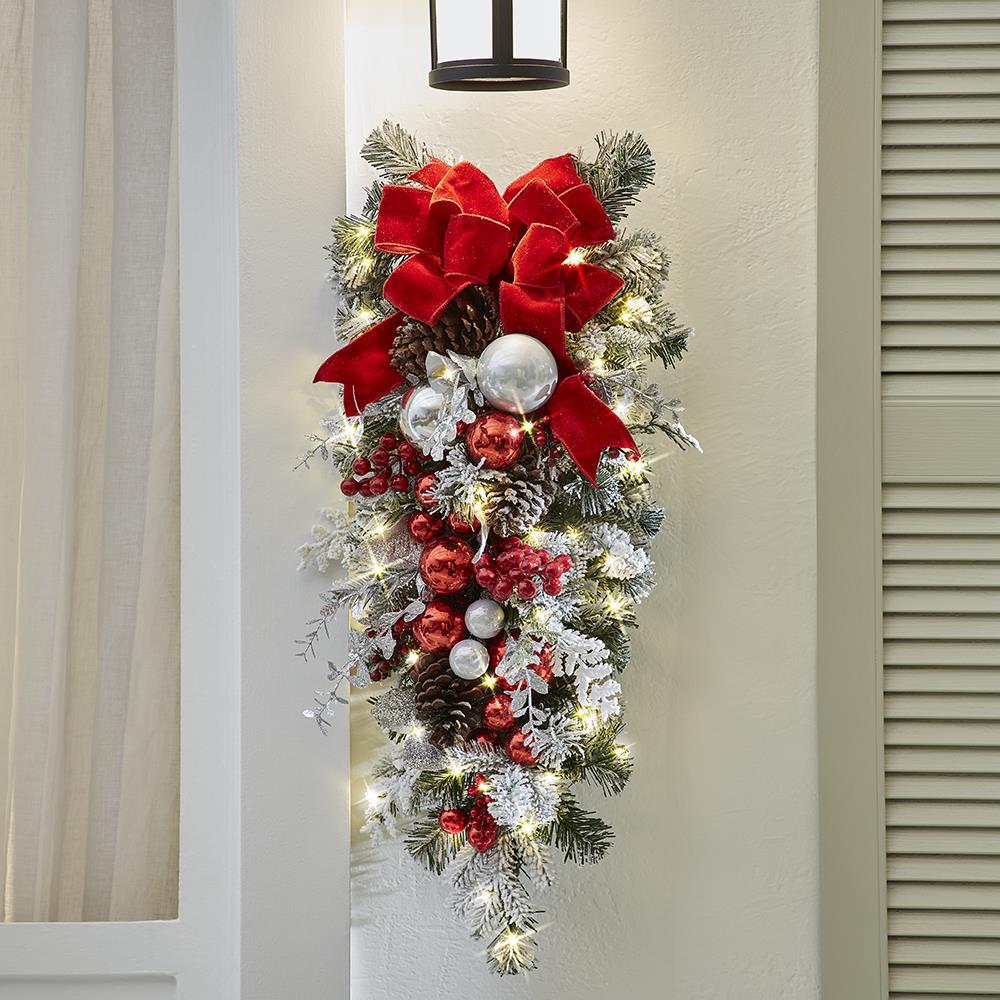 The Cordless Prelit Red And White Holiday Trim  |   Wreaths & Garlands HOLIDAY Wreaths & Garlands