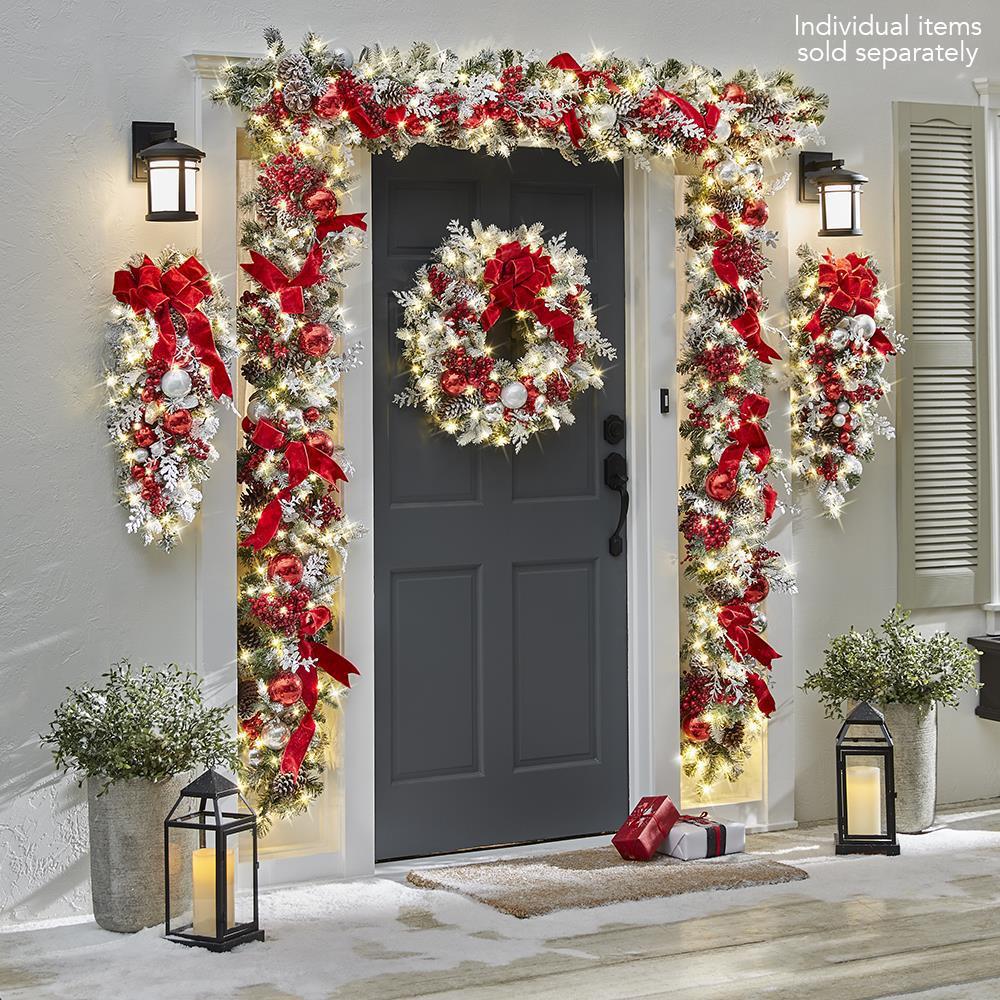 The Cordless Prelit Red And White Holiday Trim  |   Wreaths & Garlands HOLIDAY Wreaths & Garlands