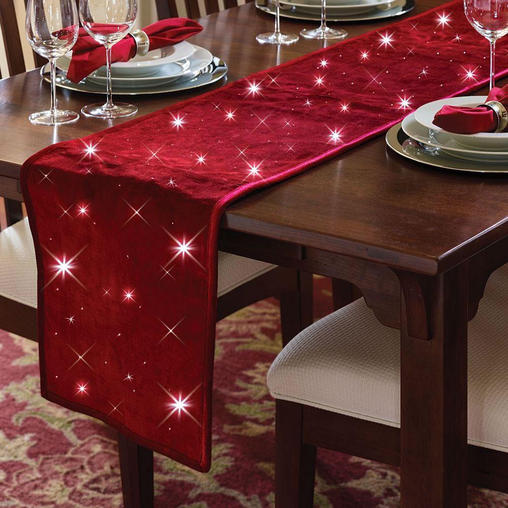 The Cordless Twinkling Table Runner  |   Indoor Decorations HOLIDAY Indoor Decorations