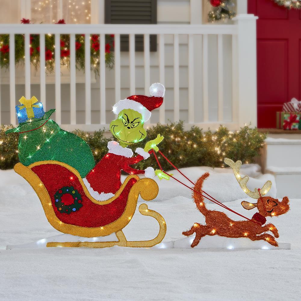 The Illuminated Grinch Sleigh  |   Outdoor Decorations HOLIDAY Outdoor Decorations