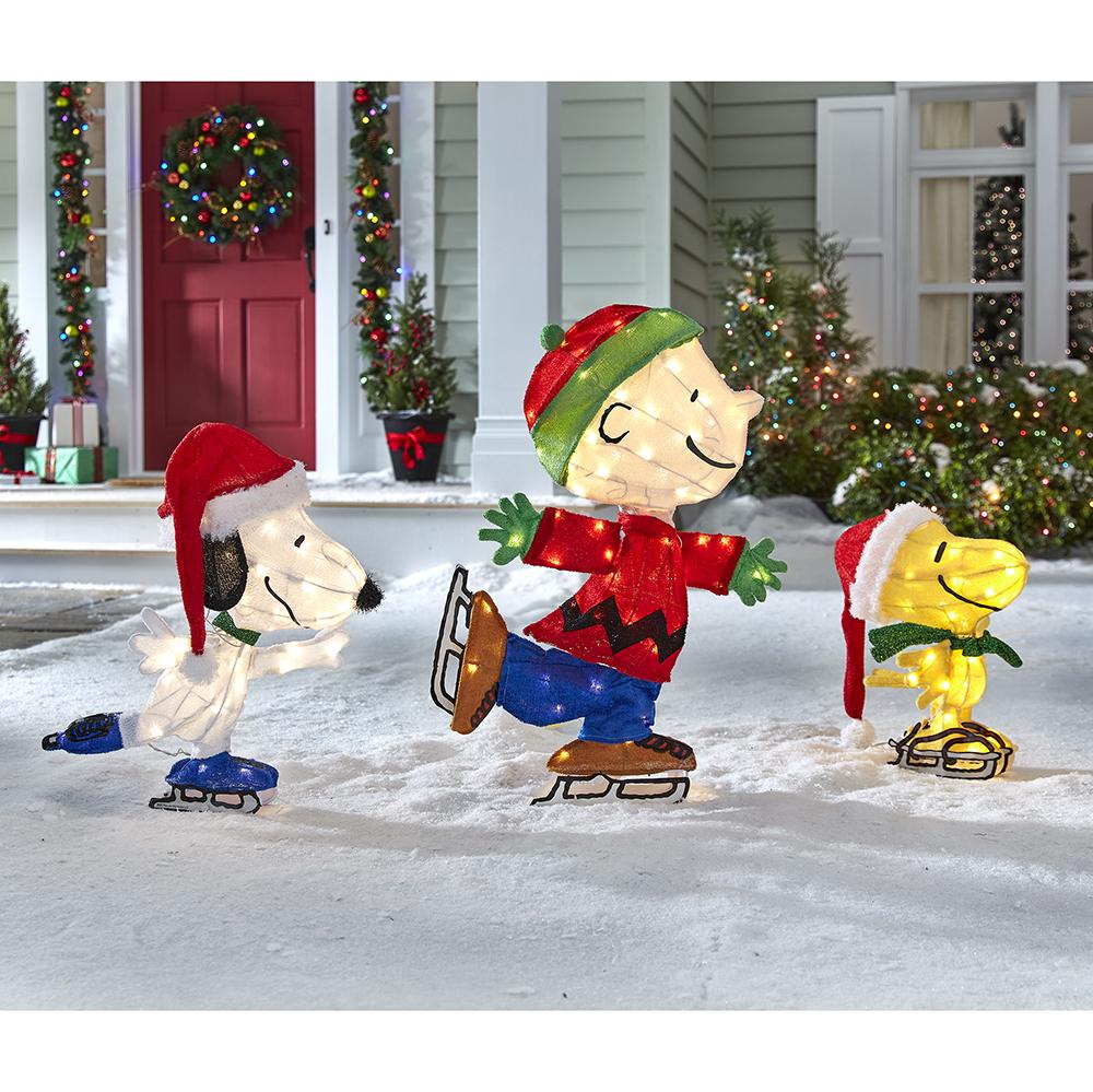 The Illuminated Peanuts Ice Skating Trio  |   Outdoor Decorations HOLIDAY Outdoor Decorations