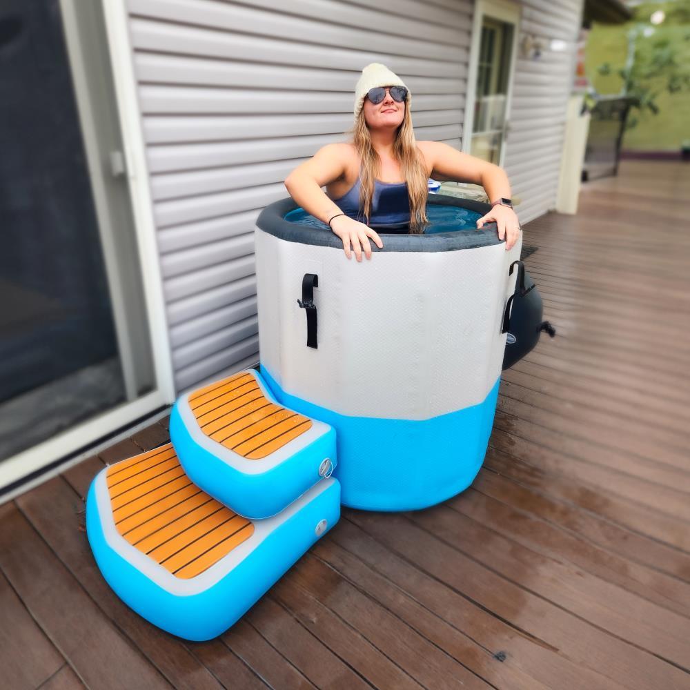 The Inflatable Cold Plunge Barrel with Steps  |   Pain Relief Pain Relief Pain Relief