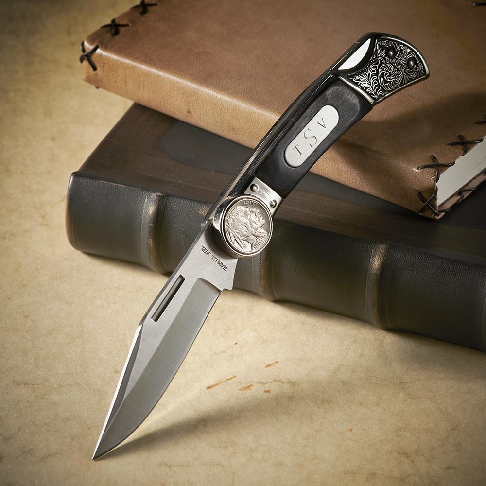 The Monogrammed Buffalo Nickel Pocket Knife  |   Customer Favorite Gifts Customer Favorite Gifts Customer Favorite Gifts