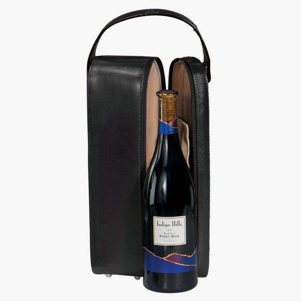 The Monogrammed Leather Wine Travel Tote  |   Holiday Entertaining HOLIDAY Holiday Entertaining