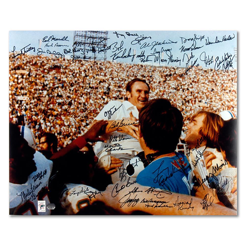 The 1972 Miami Dolphins Perfect Season Autographed Shula on Shoulders Photo  |   Collecting & Memorabilia Collecting & Memorabilia Collecting & Memorabilia